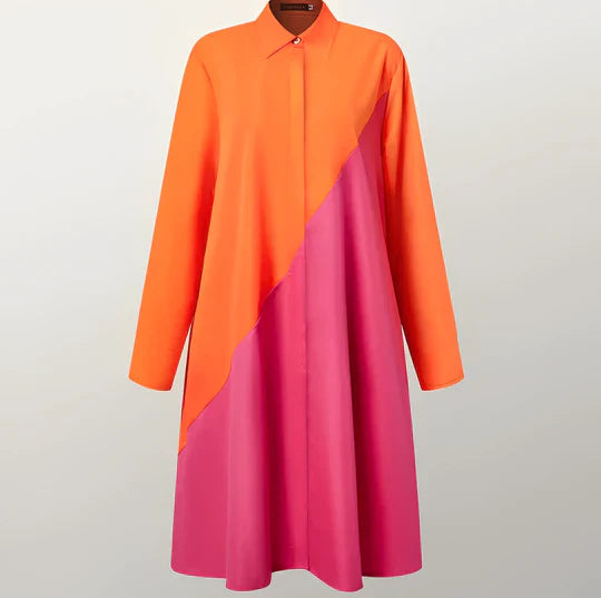 Modernes -  hemdblusenkleid mit umlegekragen & dreiviertelärmel