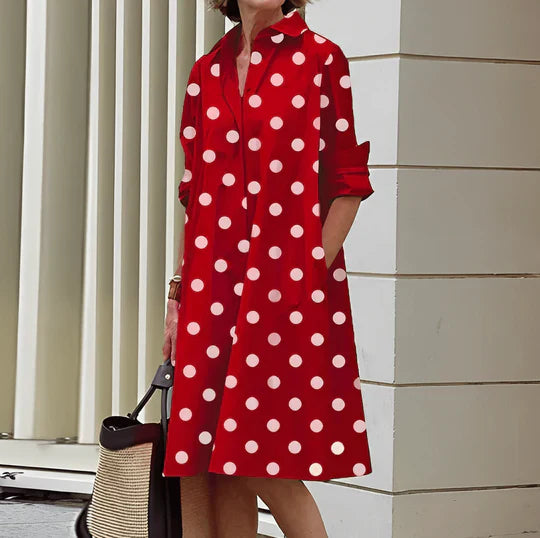 Modernes -  hemdblusenkleid mit umlegekragen & dreiviertelärmel