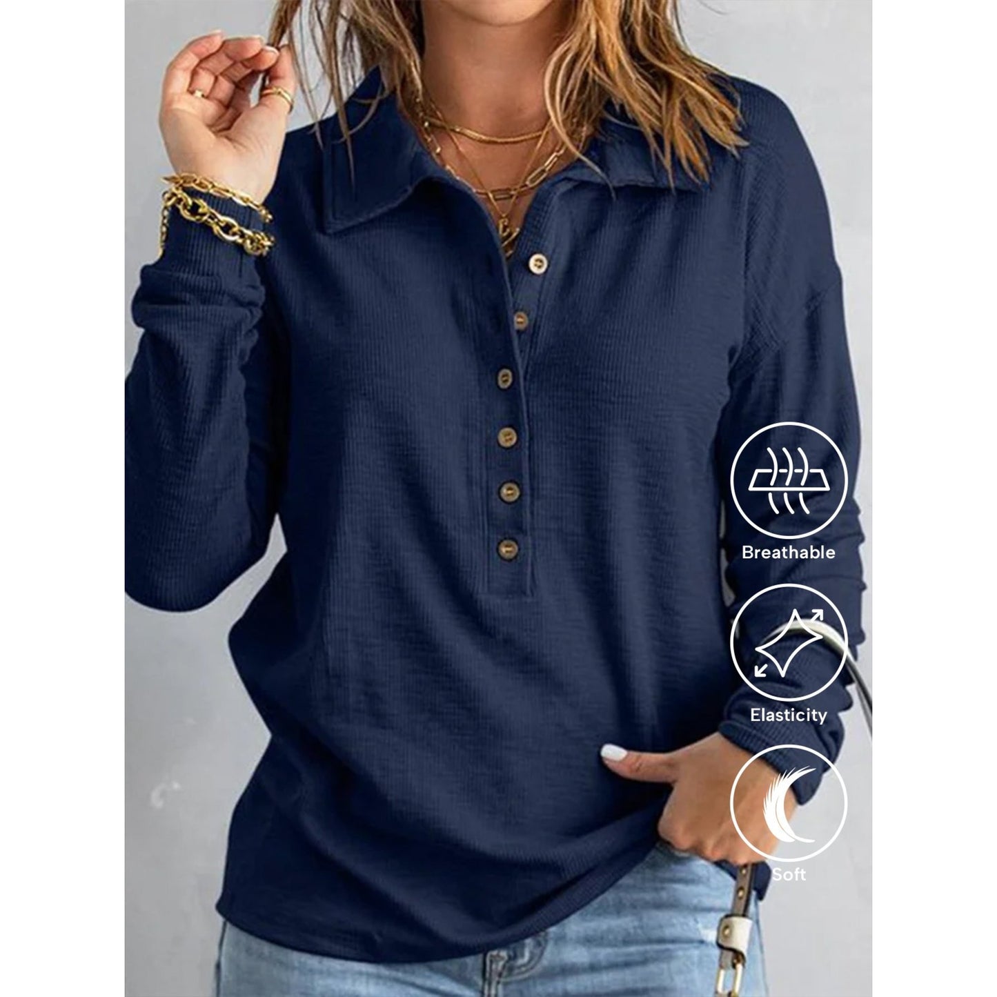 Stylisches Polo Oberteil Für Frauen